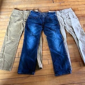 American Eagle Outfitter pants Lot of 3 size 26 x 28  jeans khakis